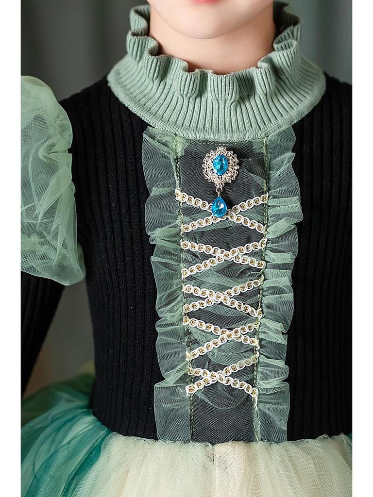 Frozen Elsa & Anna Light Luxury Autumn/Winter Tutu Skirt & Sweater Dress: Royal Court Style