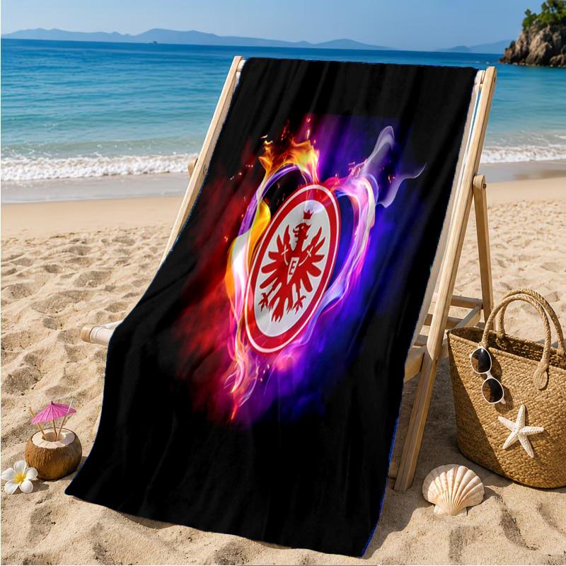 Flaming Heart Frankfurt Emblem Beach Towel Microfiber Beach Towel, Lightweight and Quick-Dry, for Summer Travel, Swimming Pool Fan Birthday Gift