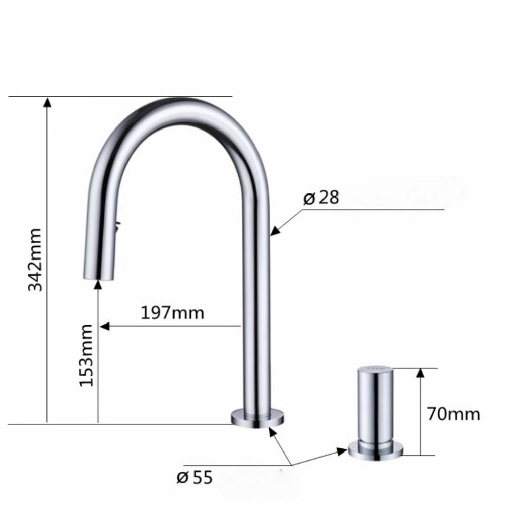 Nickel Ausziehbar Badezimmerarmatur Weitverteilte Waschbeckenarmatur Messing Spültischarmatur Ausziehbar Drehbar Auslauf Mischarmatur Heiß Kaltwasser Wasserhahn
