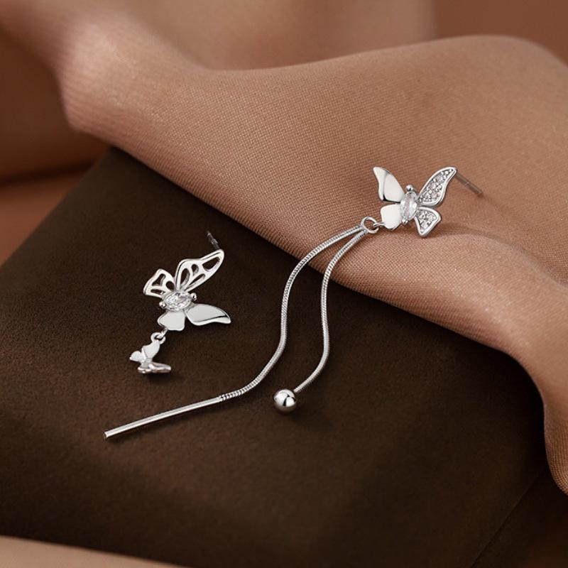 Trendy 925 Sterling Silver Butterfly Stud Earrings - Luxurious Spring 2023 Design for Women