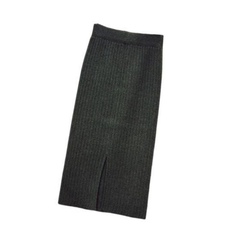 Frauen Winter Rock Gestrickte Einfarbig Hohe Taille Zurück Split Mantel Warme Weiche Elastische Taille Dame Herbst Rock Weibliche Kleidung
