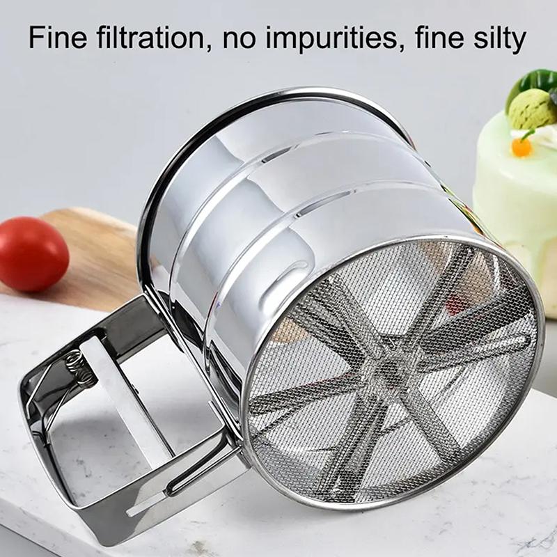 Bakekvern Matsiler Pulver Rustfritt Stål Håndholdt Gjenbrukbar Sikt For Mel Kopp Ristere Kjøkken Bakeverktøy