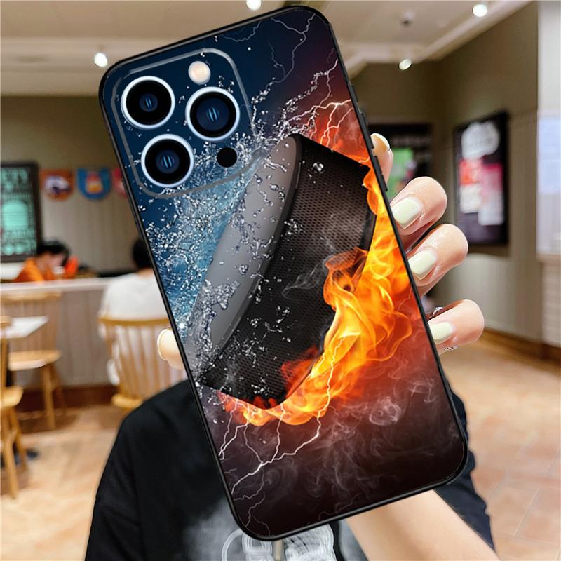 

Hockey Stick and Puck Phone Case For iPhone 16 15 Pro Max 14 11 13 12 Mini 7 8 Plus X XR XS Max Cover iPhone 13Pro MAX