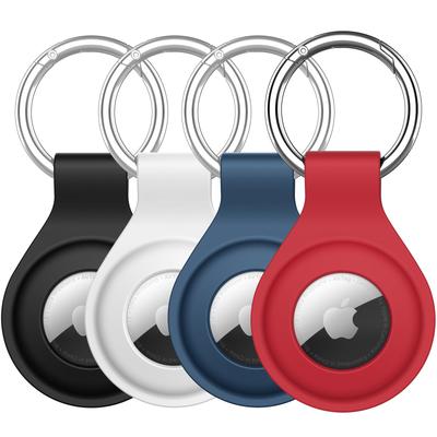 Capa de Silicone JETech para AirTag 2021 com Chaveiro, Chaveiro Protetor para AirTag, Capa Portátil para Chaveiro, Fácil Instalação, Conjunto de 4 (PretoBrancoMarinho