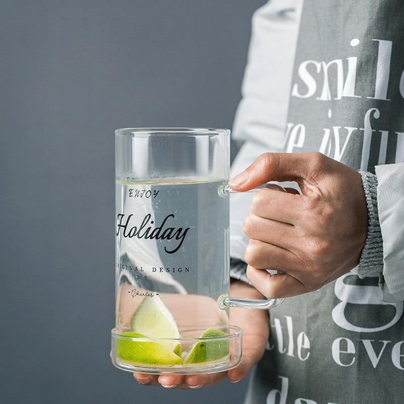 

Стеклянная чашка с ручкой большой емкости