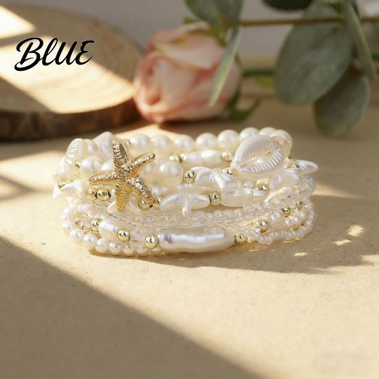 Starfish Beaded Bracelet 1 Set Bohemian Bracelets for Women Coastal