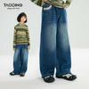 Tao Town Girls' Fleece-Lined Wide-Leg Jeans: Fashionable Loose Straight-Leg Pants for Autumn/Winter