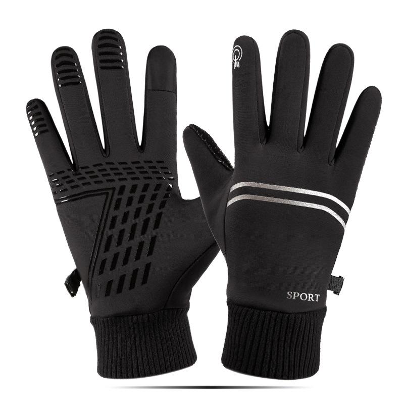

Cycling Gloves All Fingered Outdoor Sports Mountaineering Cycling Gloves Waterproof Windproof Non Slip Plus Velvet Touch Screen Gloves average size