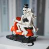 Skeleton Couple Figurine Resin Skeleton Couple Riding Motorcycle Sculpture Gothic Skeleton Statue for Halloween Mantel Table Decor