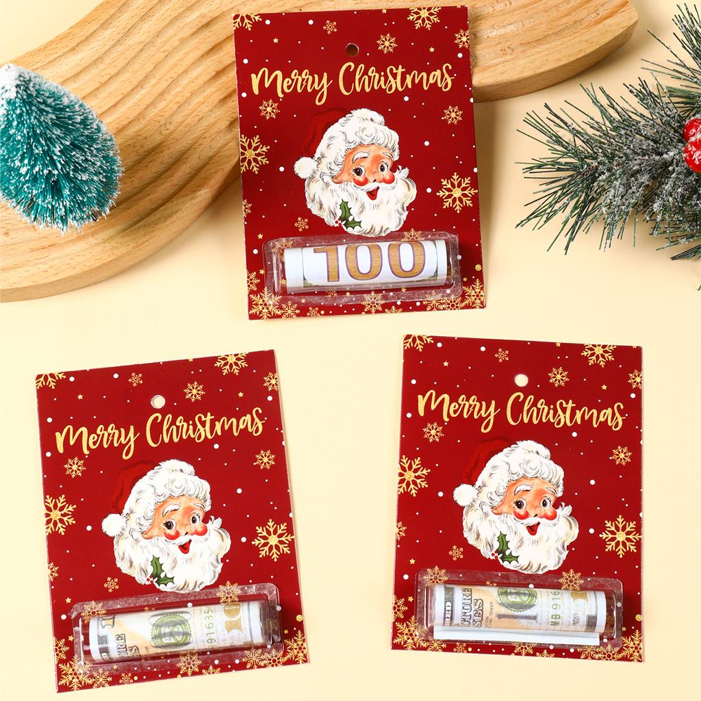 Christmas Santa Claus Money Card Merry Christmas Decor for Home 2025 Navidad Xmas Ornament Snowflake Banknote Card New Year 2026