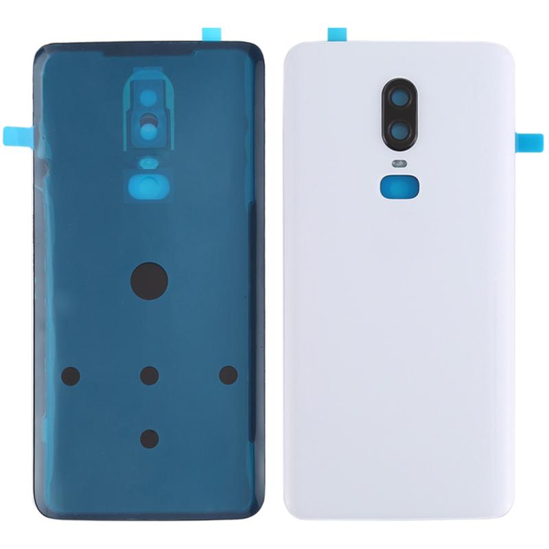 

For OnePlus 6 OEM Battery Housing Cover Repair Part+Camera Lens Cover White