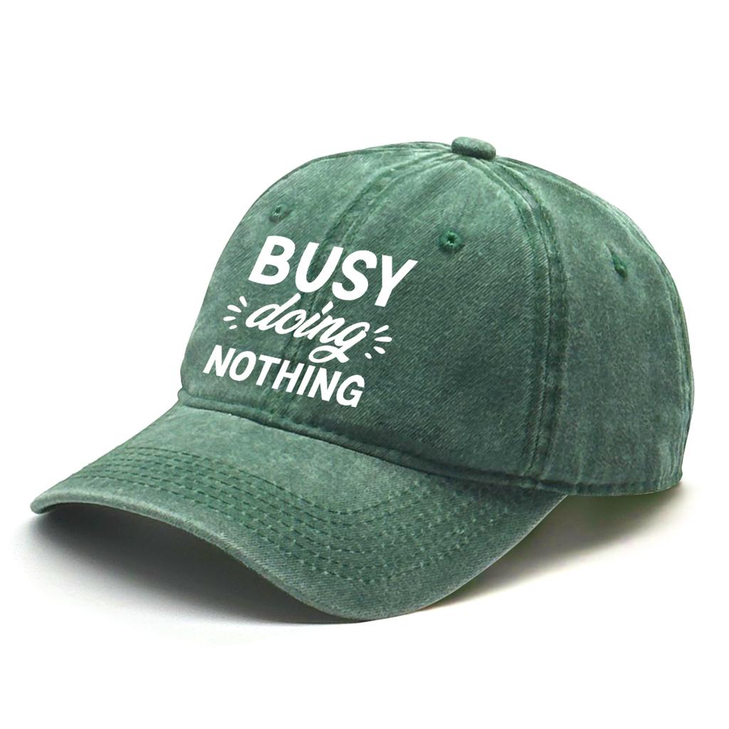 Busy Doing Nothing Unisex Snapback Baseball Hat Caps For Woman Washed Retro Adjustable Baseball Cap Perfect For Street Wear