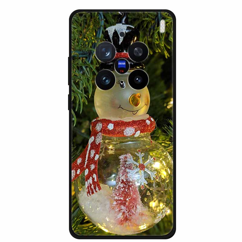 Christmas Cover For Vivo X200 Pro 6.78"Black Silicone Case For vivo X200 Pro mini 6.31" TPU Santa Claus ChristmasTree Back Cover