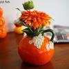 Hand Drawn Fruit Shaped Ceramic Vase Orange Flower Vessel Home Decoration Flower Arrangement Hydroponic Vase Dried Flower Vases