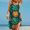 Rochie cu bretele nouă de vară pentru doamne cu imprimeu 3D ananas Rochie camisolă pentru doamne Rochie cu bretele casual la modă pentru doamne