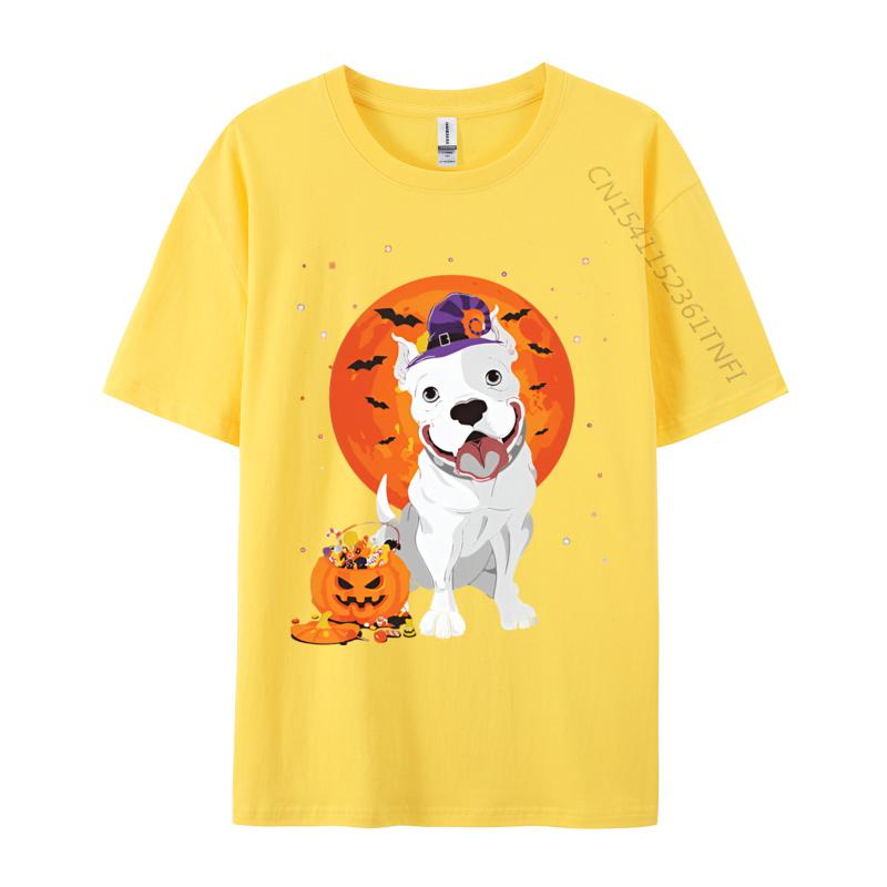 Pitbull Halloween Kostüm Kürbis T-Shirts Druck T-Shirts Herren Freizeit Große Größen Oversize Bedrucktes T-Shirt