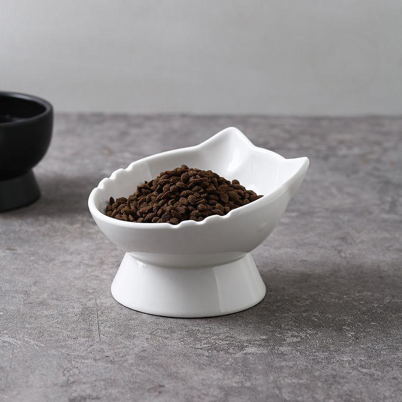 Large Capacity Ceramic Cat Bowl with Neck Protection - Anti-Black Chin Design for Food and Water