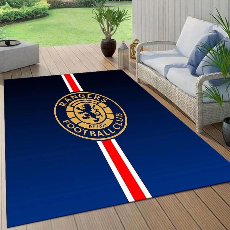 Rangers FC Flannel Pattern Square Carpet,Area Rug,Carpet Rug for Living Room Bedroom Sofa Playroom Decor,Non-slip Floor Mat