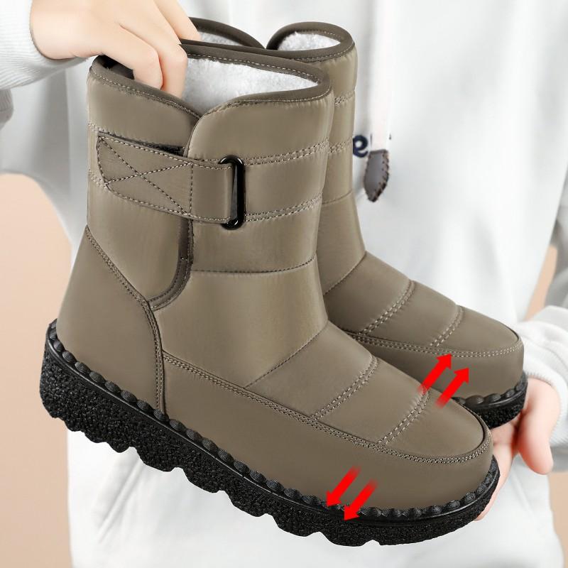 Womens Winter Snow Boots Warm Fleece Lined Non Slip Flat Heel Ankle Plus Size 35-43