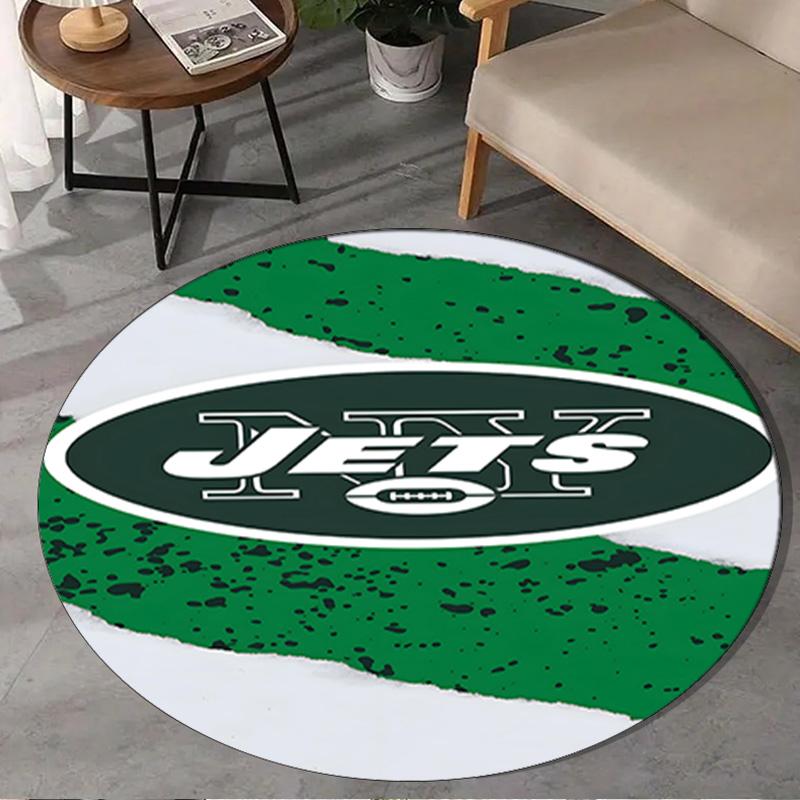 Jets Football Round Rug for Livingroom,Bedroom, Palyroom, Chair Rug, Area rug, Circle Carpet, Large Size Fan Christmas gift