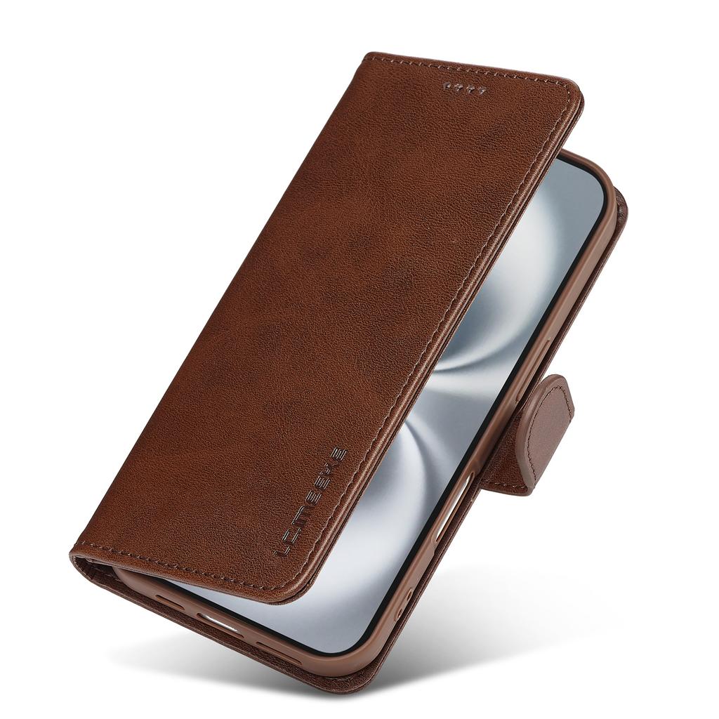 LC.IMEEKE For iPhone 17 Case Calf Texture PU Leather Stand Wallet Phone Cover