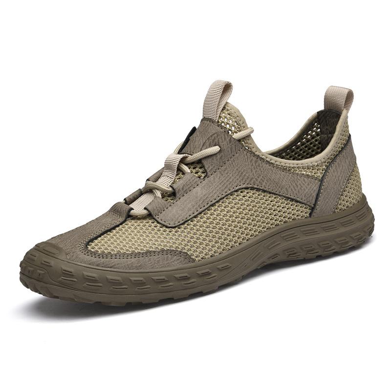 

Men s shoes fly-woven mesh shoes breathable outdoor sports shoes summer low-top hiking shoes foreign trade off-road casual shoes 44 хаки