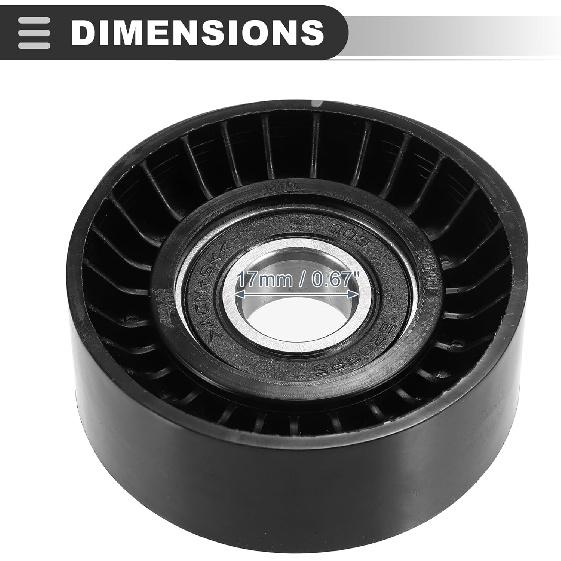 Motoforti Drive Belt Idler Pulley, for Ram 3500 2011-2016, No.06A903315D, Metal, Black, 1 Pcs