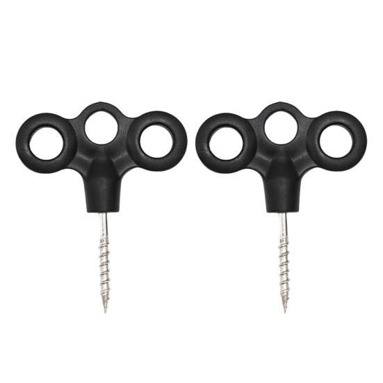 2 stk Treøye Gjenge Jordankere Kraftig Rustfritt Stål Camping Fottur Trampoline Telt Vindtett Tau Fikseringsspenne Jordspiker