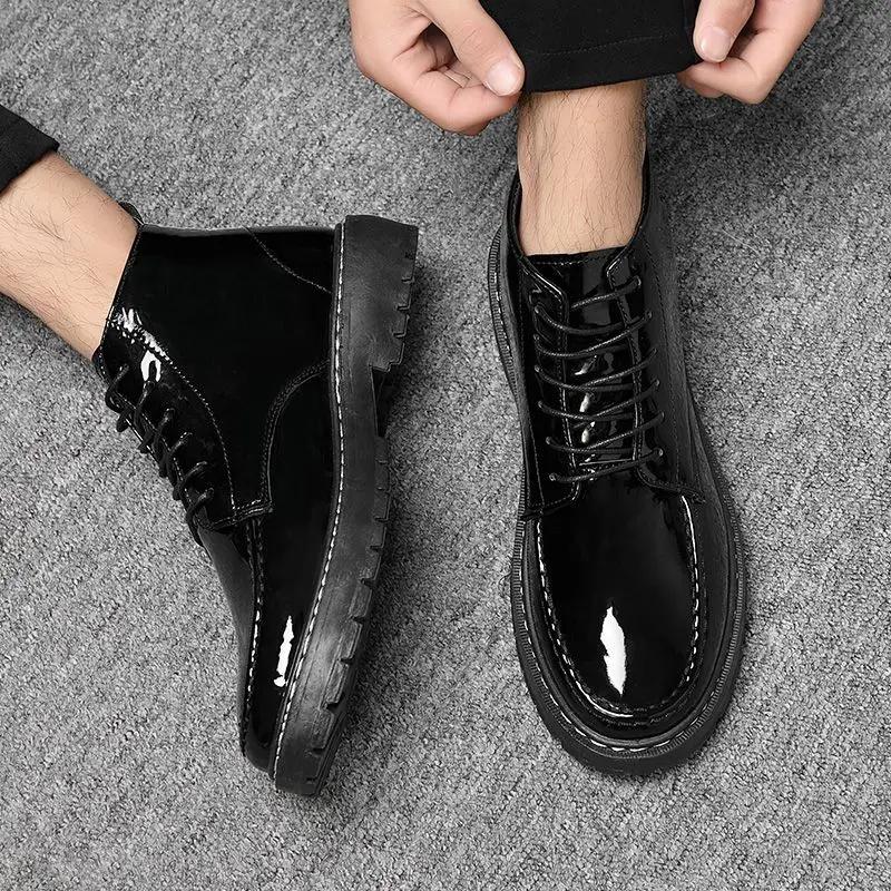 

Платформа Круглый Носок Мужская Повседневная Обувь Толстая Подошва Мужская Кожаная Обувь Пу Высокое Качество Мода 2024 Новые Поступления Роскошная Распродажа 44