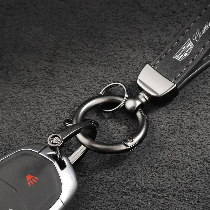 for Cadillac Escalade CTS ATS SRX Deville BLS XT4 XT5 XT6 STS XTS SLR XLR CT4 CT5 CT6 Suede Car Strap Keychain Key Accessories