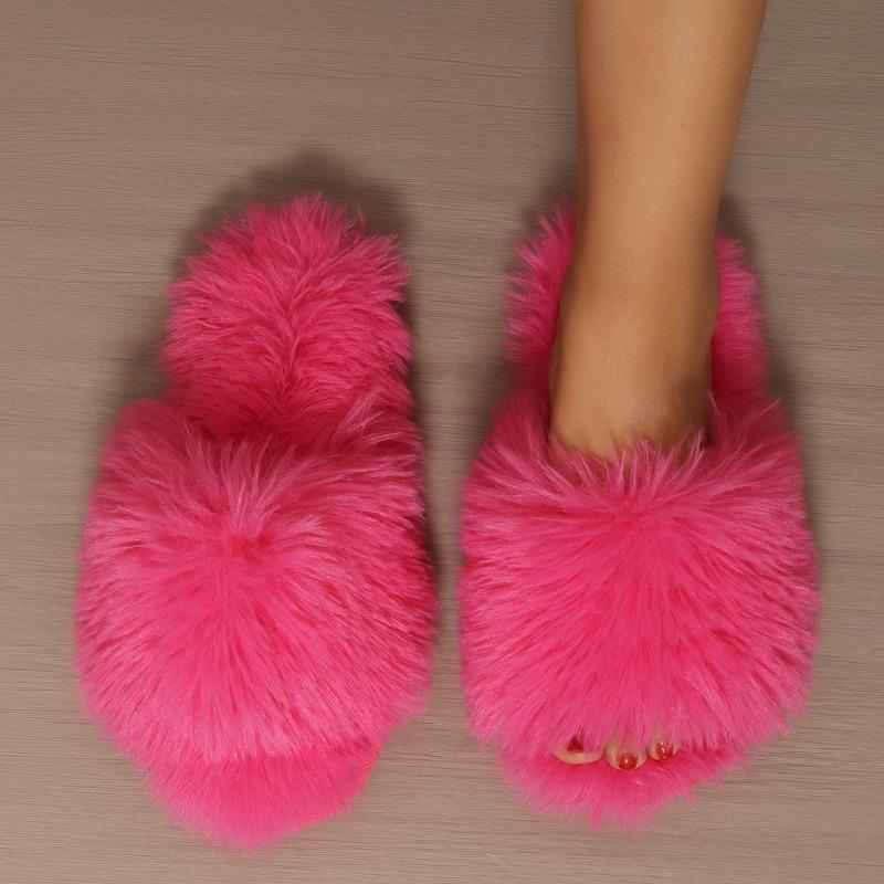Fashion Cotton Slippers Winter Length Fluffy Slippers Woolen Slipper Women's Indoor Fluffy Slippers Woolen Slipper2024Spring and Autumn