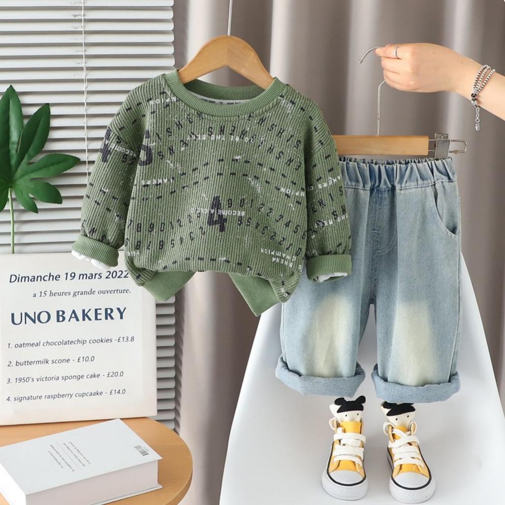 Kids Casual Long-Sleeve Set, Comfortable Daily Wear Outfits