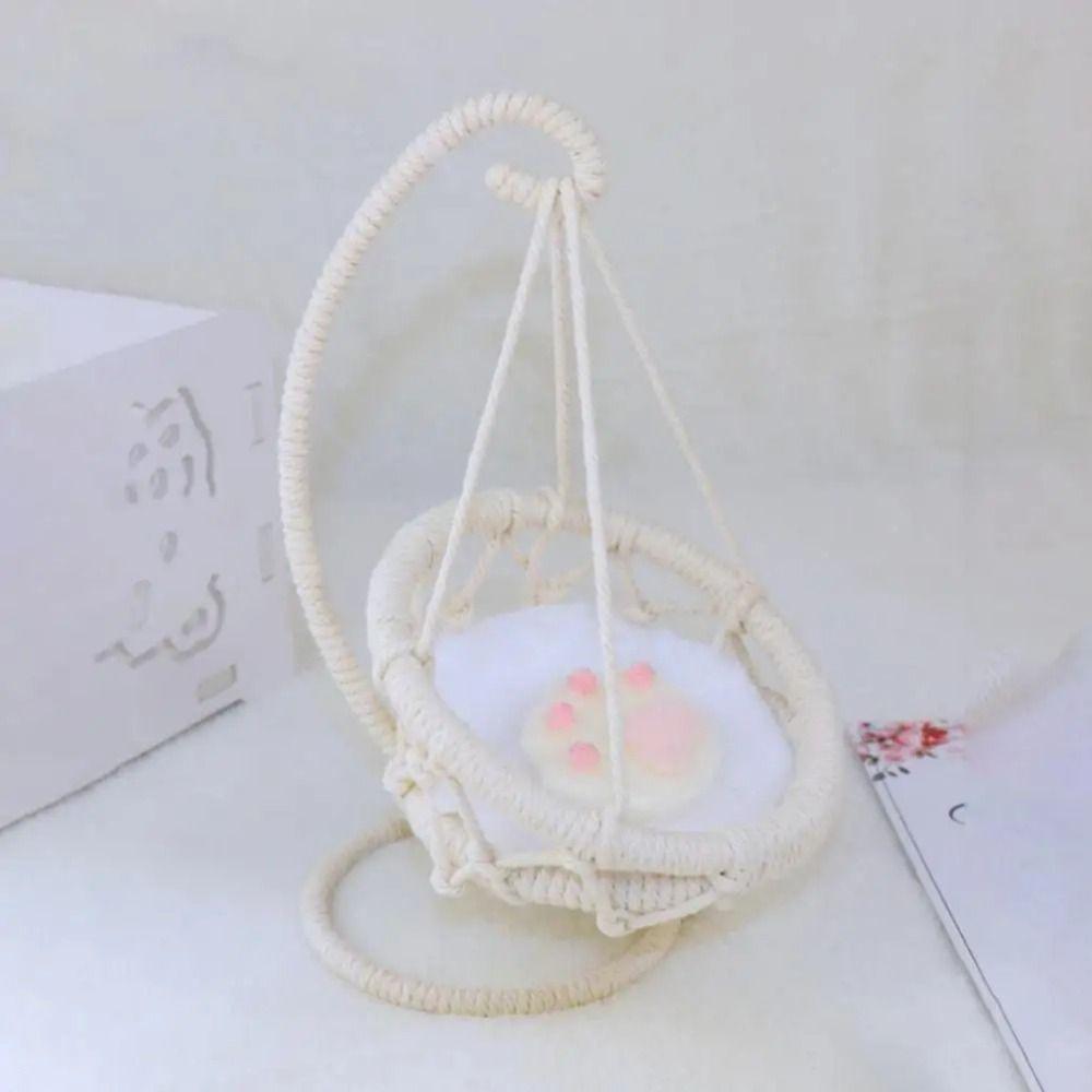 With Cushion Mini Doll Hanging Chair Hand-woven Miniature Size Toy Hammock Doll Accessories Toy Room Decoration Enamel Doll
