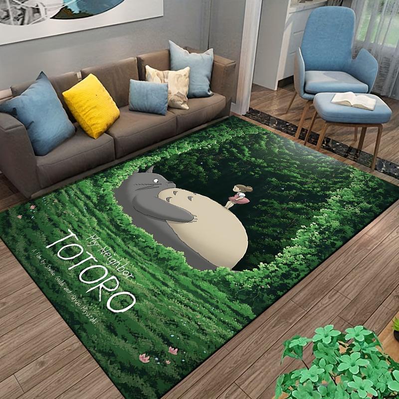 Nostalgic My Neighbor Totoro Girl on Belly Forest Ghibli Poster printed carpet rug for living room bedroom dorm entryway floor decor
