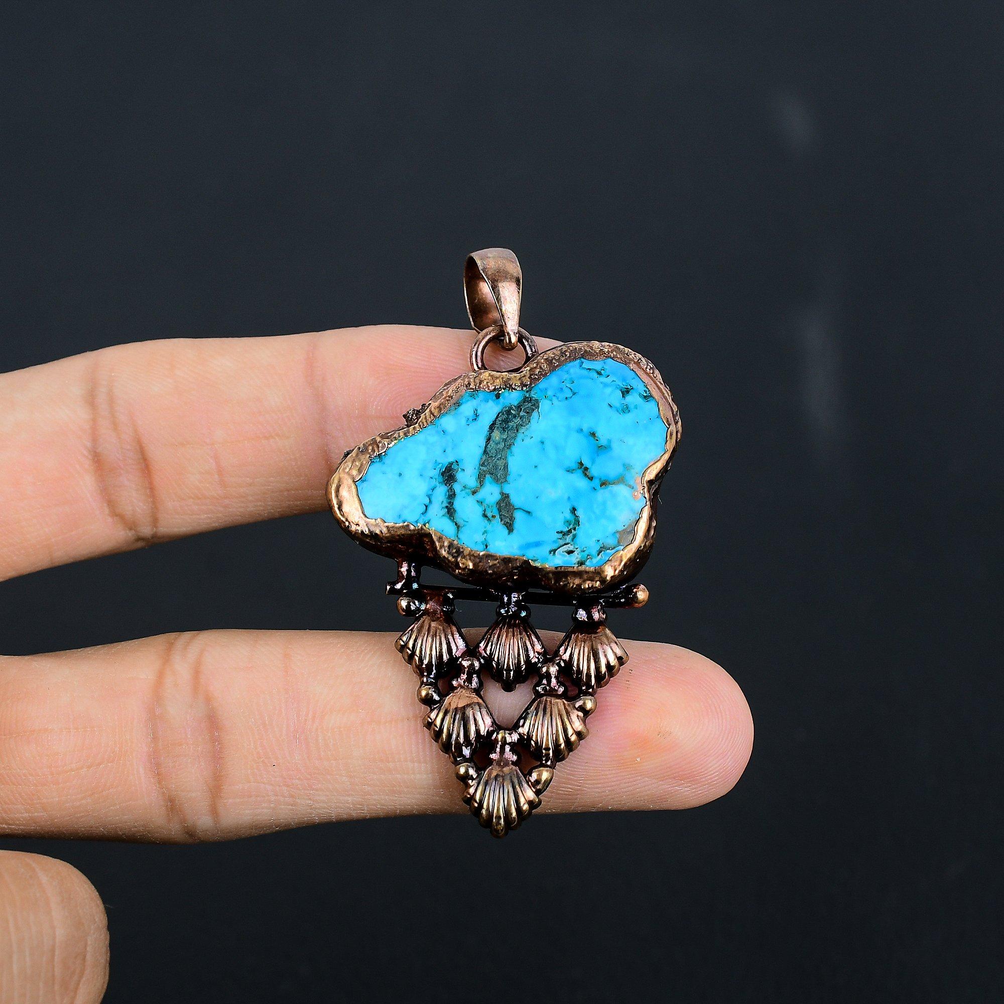 

Подвеска из электроформованной тибетской бирюзы, Ювелирное изделие с подвеской из драгоценного камня ручной работы, Подарки для жены, Совершенно новая подвеска