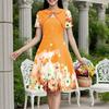 ZANZEA Women Summer Round Neck Casual Short Sleeve Print Dress Holiday