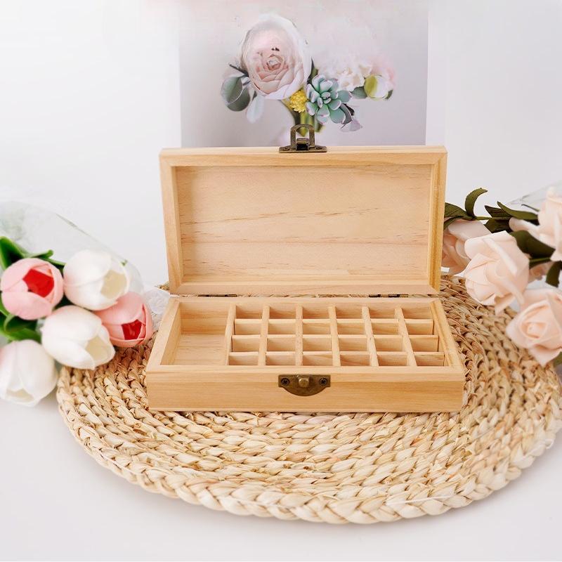 Portable Essential Oil Display Container Box With Individual Compartments Wooden Storage Box DIY Craft