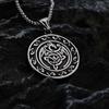 Men's Retro Stainless Steel Celtic Knot Flying Dragon Double-Sided Pendant Necklace