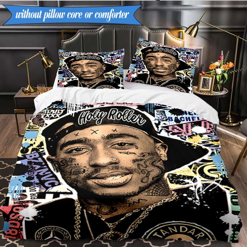 Rap Legend In Blue 3pcs K-pop Music Group Bedding set,Ideal for Bedroom, Dormitory,Including Duvet Cover And 2pcs Pillowcases,Fan Gifts