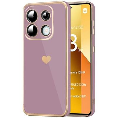 Case - E.F.CONNECTION - for Xiaomi Redmi Note 13 5G - Shockproof - Luxury Love Heart Pattern - Purple