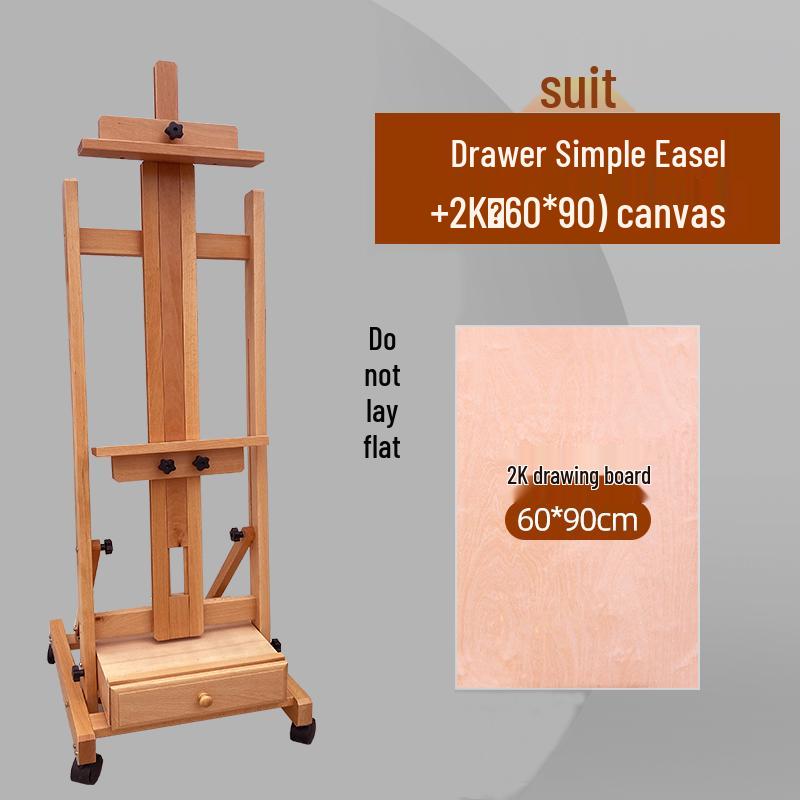 

Буковый двухцелевой плоский и вертикальный мольберт с ящиком из массива дерева