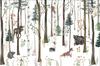 Children's Photo Wallpaper Dense Forest with Animals Teddy Bear Fox Raccoon Owl DWK094 200x135