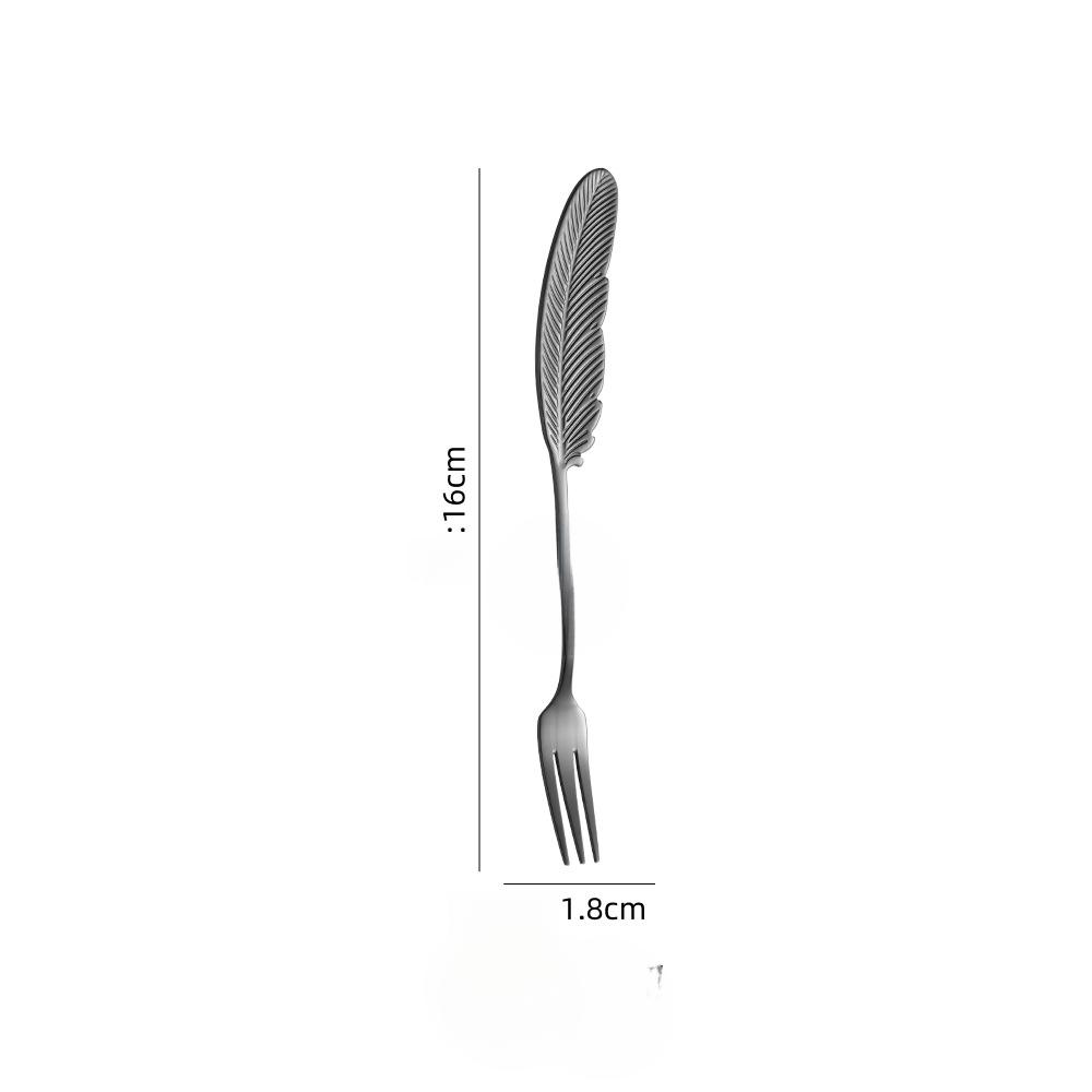 Feather‑Shaped Spoon Fork, 304 Stainless Steel Coffee Stirring Spoon Creative Dessert Gift Utensil