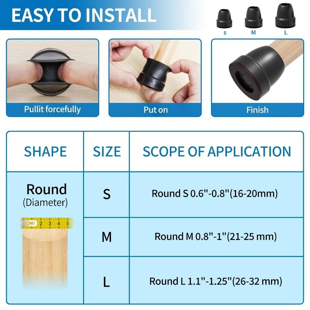 8PCS Floor Anti-Scratch Chair Leg Pad Chair Slider Thickened Chair Leg Cover Silent Non-slip Floor Anti-Scratch Cover