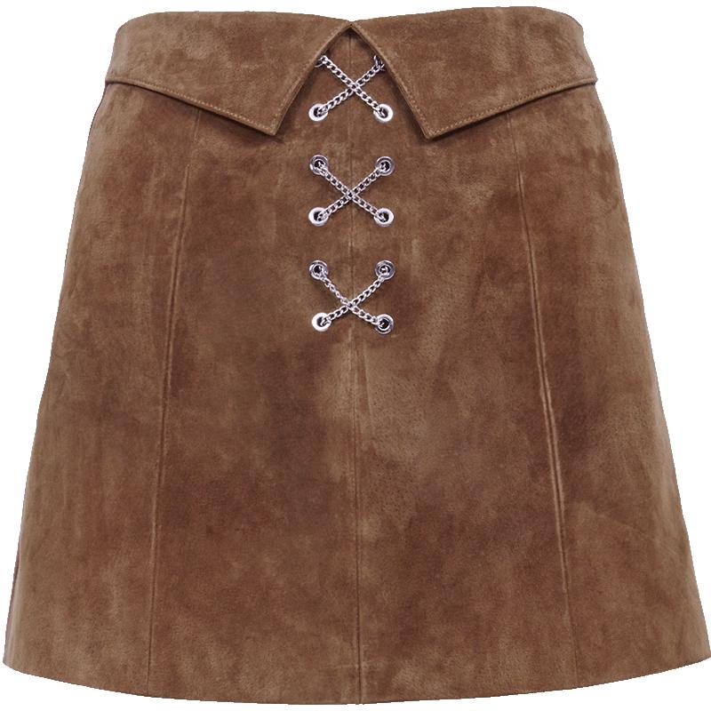 

VEROMODA Women s High-Waist A-Line Chain Leather Skort L