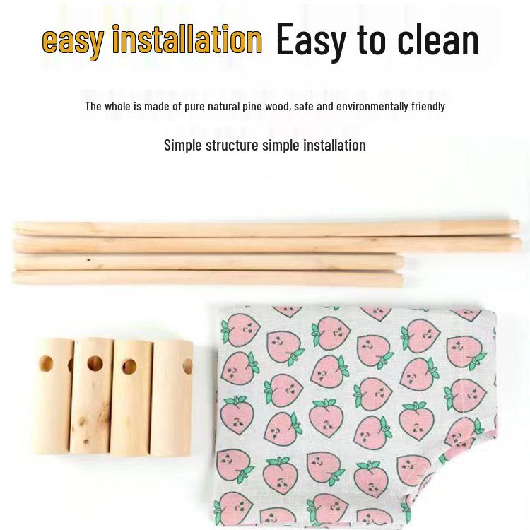 Breathable Pine Wood Rattan Woven Folding Pet Bed - Moisture-proof, Removable, Washable, Four Seasons Style.