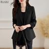 ZANZEA Women Casual Turn Down Collar Long Sleeve Thin Cardigan Blazer