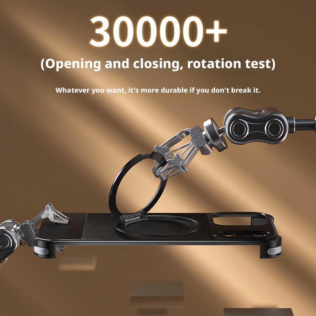 For iPhone 16 Pro Max Magnetic Case with Kickstand Borderless PU+Metal Drop Proof Phone Back Cover