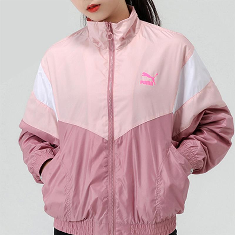 Puma Modern Sports Tfs Full-Zip Color Block Woven Retro Sports Jacket Women Jacket Pink Purple 599154-16