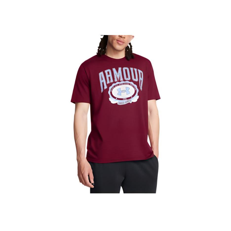 Under Armour Collegiate Letter Print Moisture-Wicking Short Sleeve Breathable T-Shirt Men T-Shirts Flame-Red 1379537-625